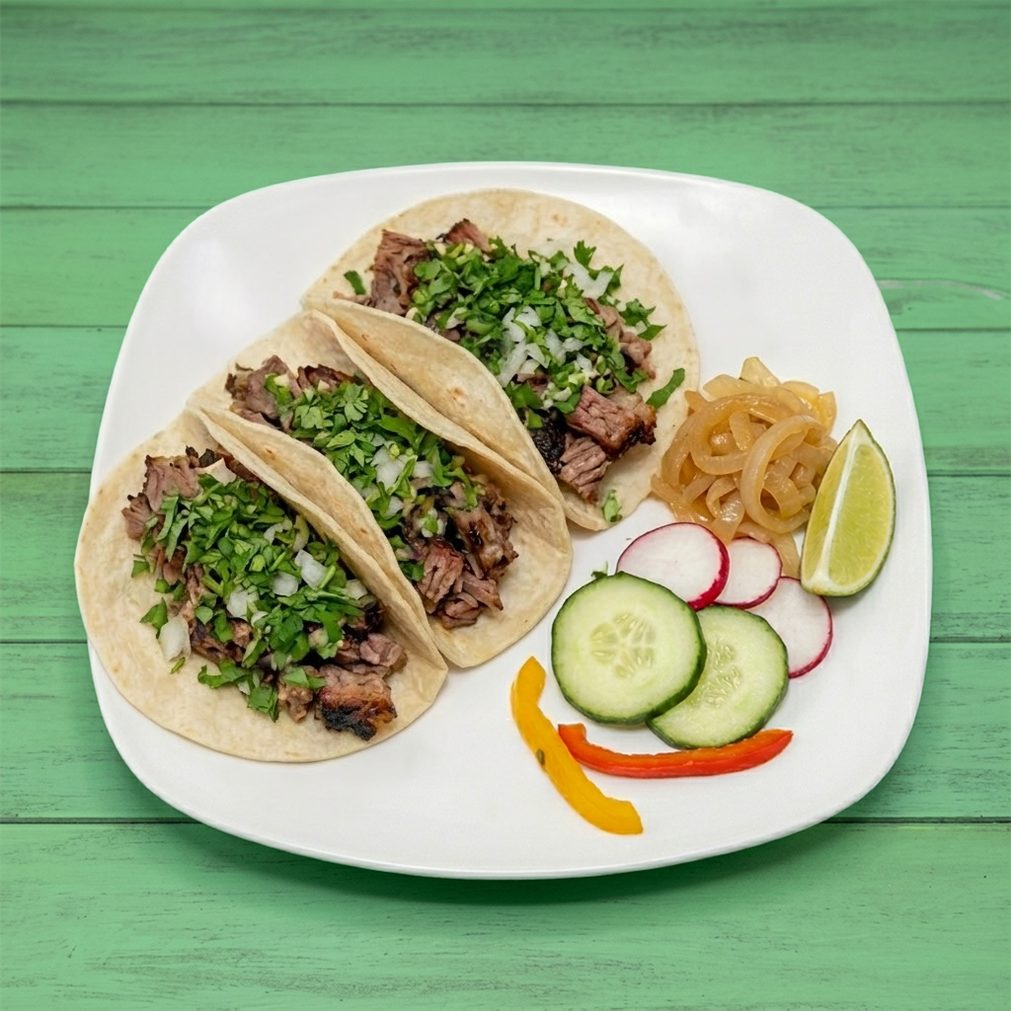 Steak/Asada, Brisket/Suadero Tacos.