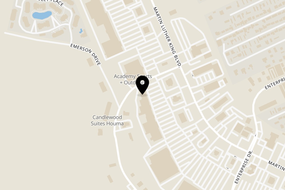 Map showing the location of Taquería El Mundo West Houma - Martin Luther King Blvd on 1753 Martin Luther King Blvd in Houma
