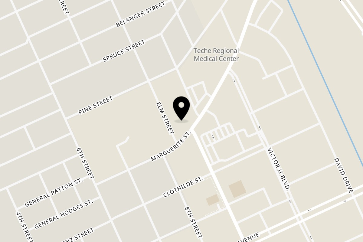 Map showing the location of Taquería El Mundo Morgan City LA- on 1051 Marguerite St in Morgan City